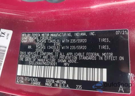 2021 Toyota Highlander Xse from USA, damaged, VIN 5TDJZRAH7MS079091